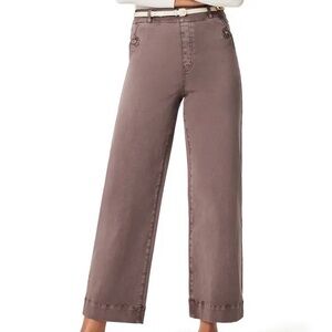 SPANX Stretch Twill Cropped Wide Leg Pants. Tan/taupe. Size Medium.